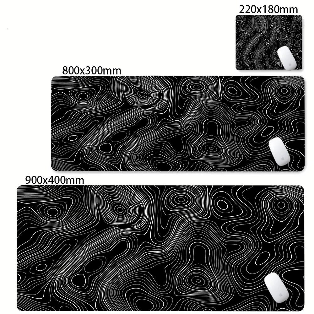 Large Gaming Mouse Pad – Black & White Abstract Desk Mat