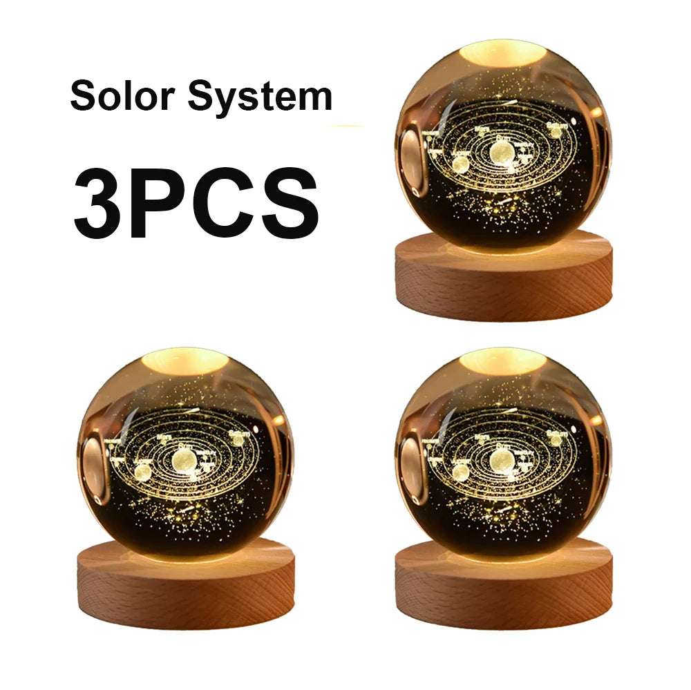 Galaxy Crystal Ball Night Light – Solar System Lamp