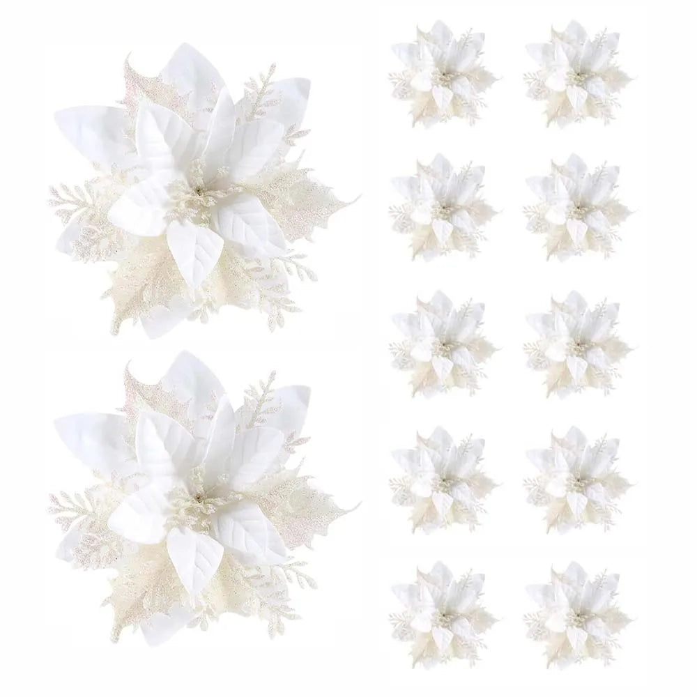 Glitter Christmas Flower Ornaments – Christmas Tree Decorations