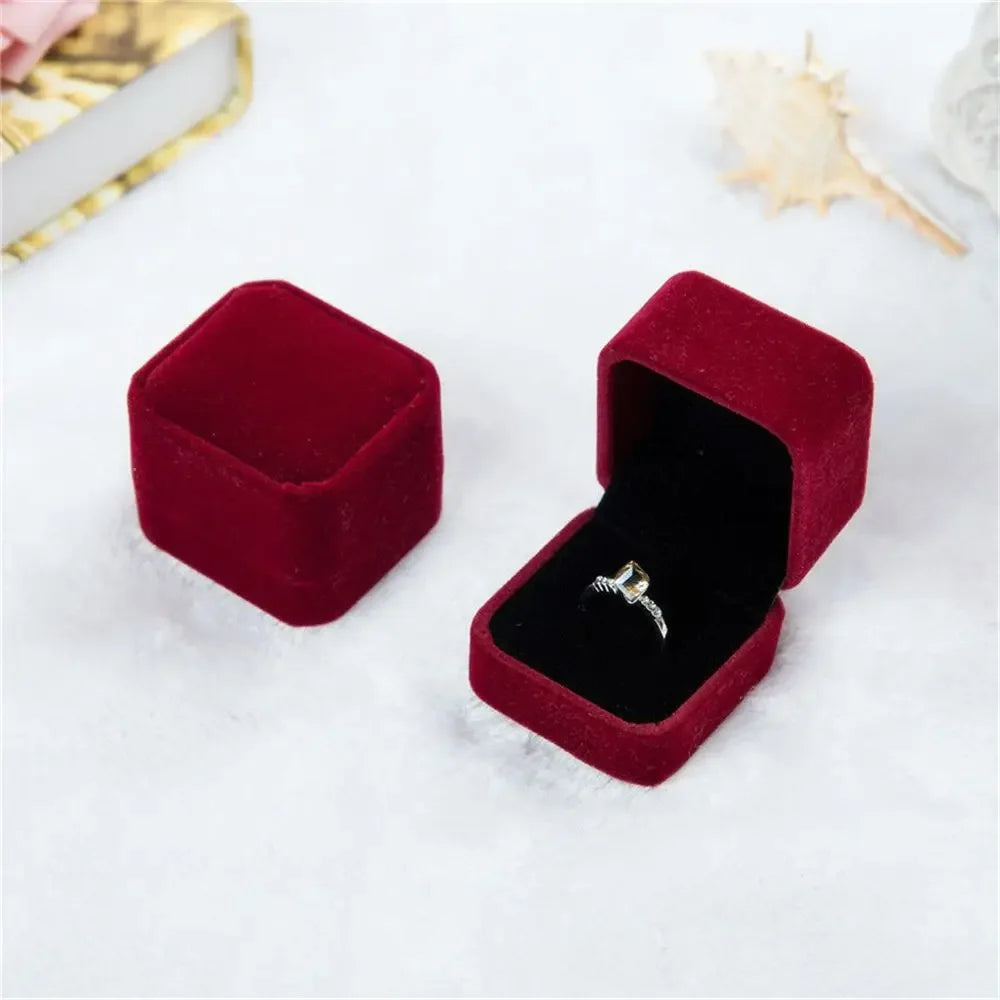 Red Velvet Ring Box – Engagement & Proposal Gift Box