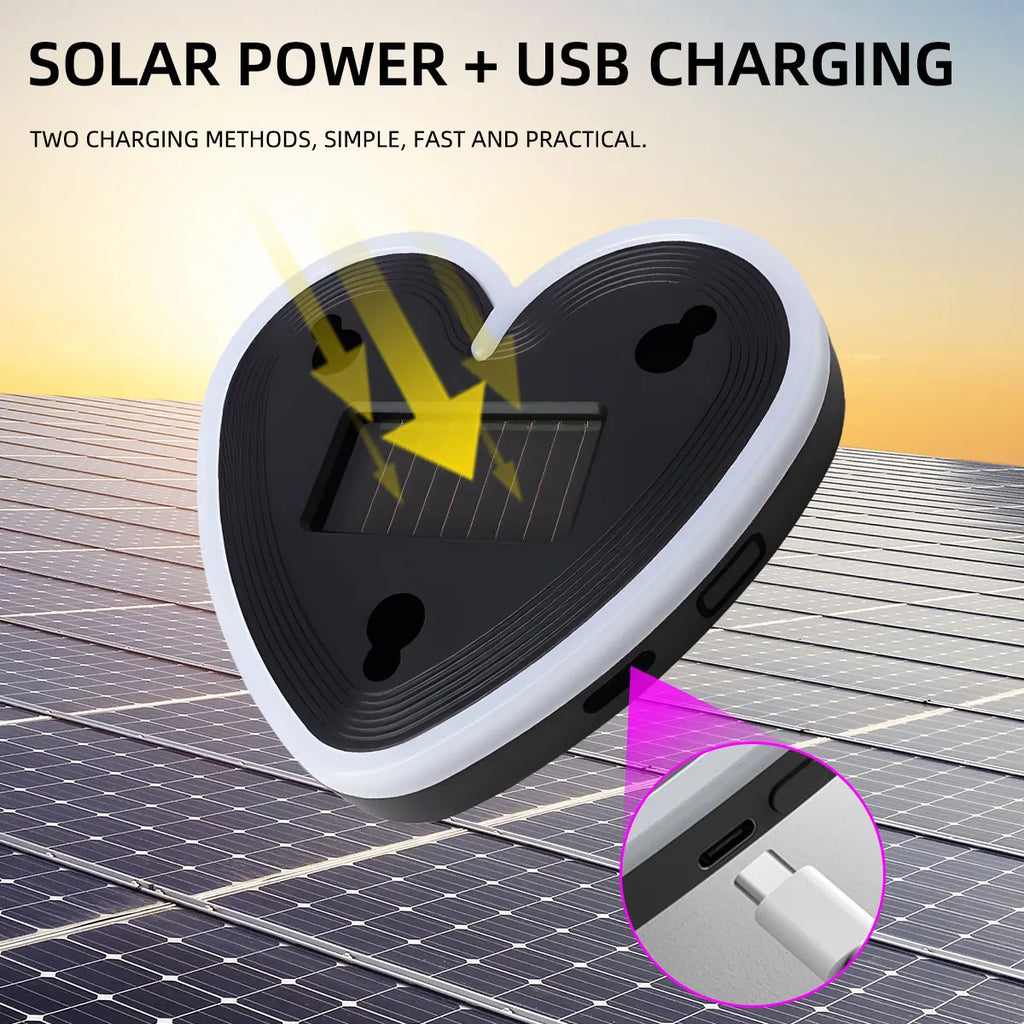 RGB Heart LED Car Ambient Light – Solar & USB Powered