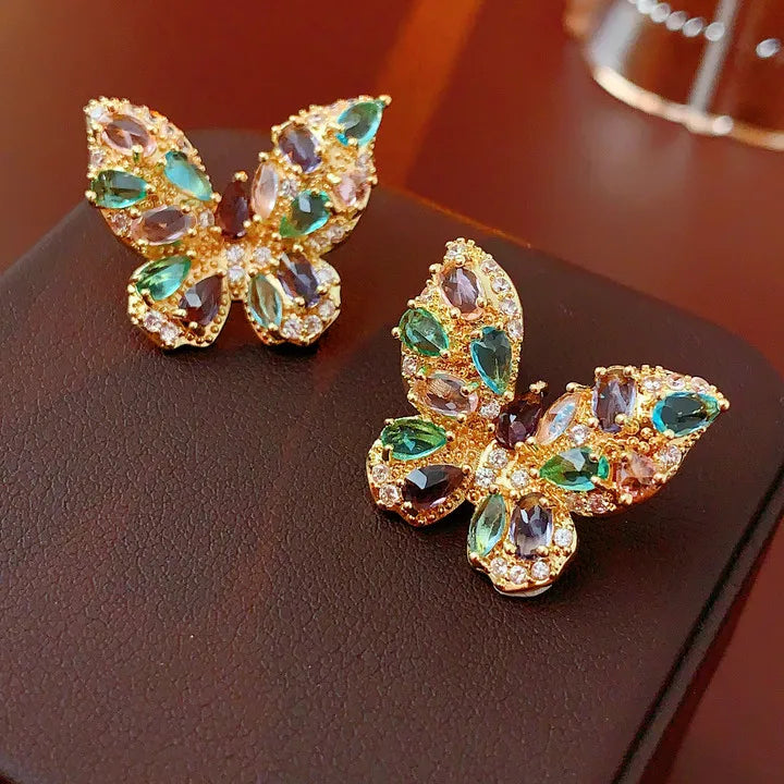 Crystal Flower Stud Earrings for Women