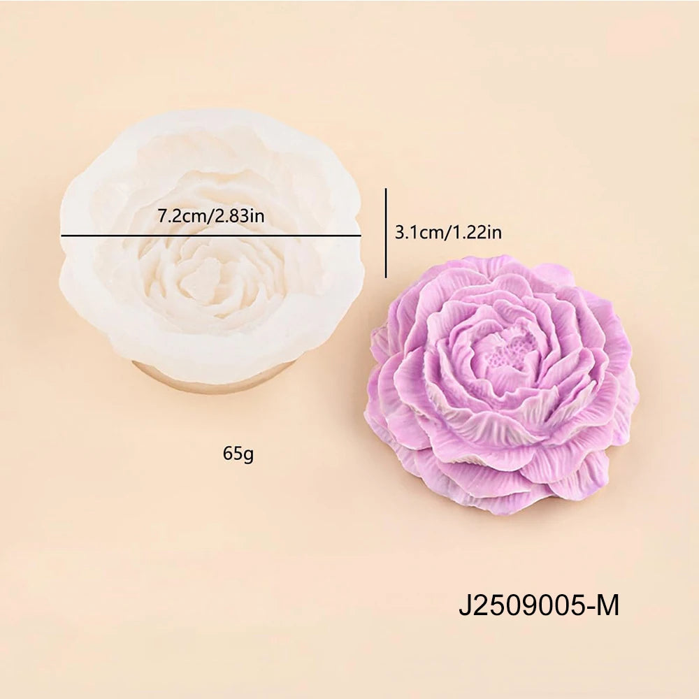 3D Peony Silicone Candle Mold – DIY Flower Candles & Soap