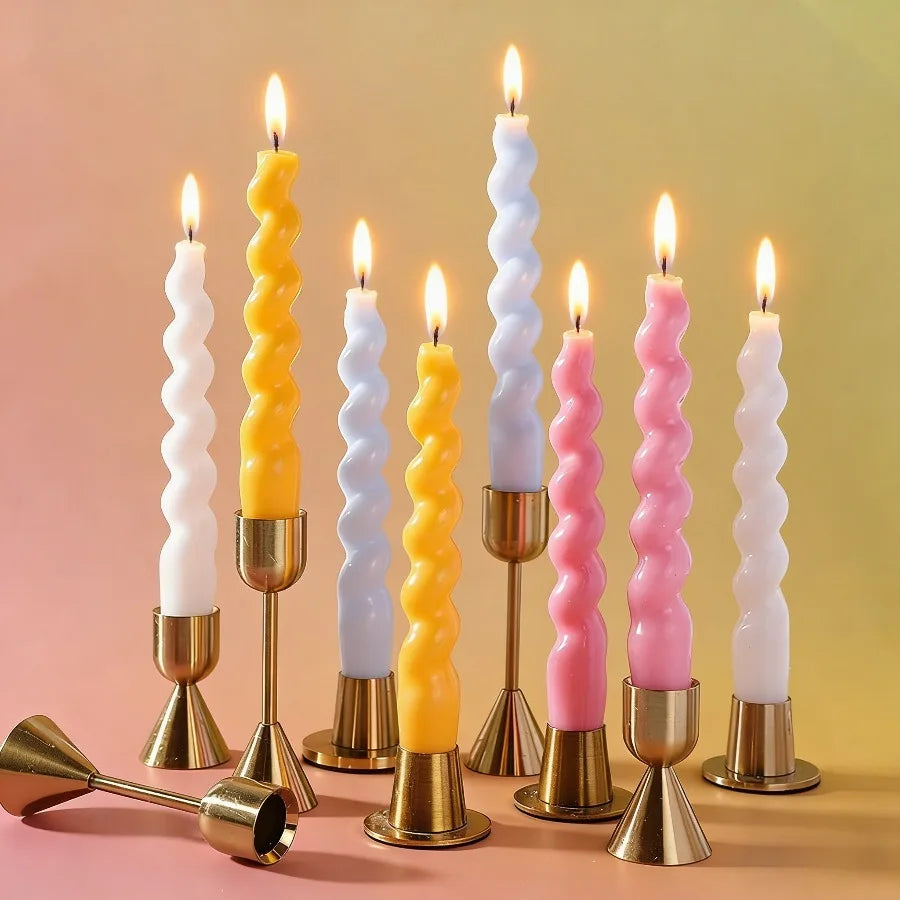Spiral Taper Scented Candles (2 pcs) – Soy Wax Table Decor