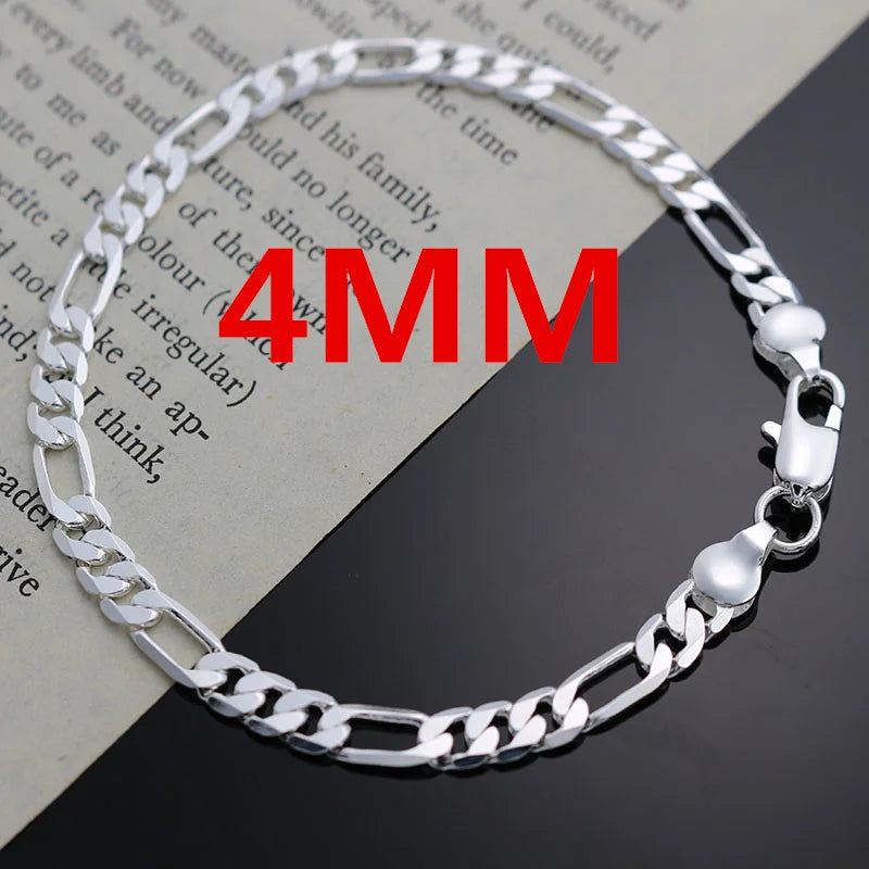 925 Silver 4mm Chain Bracelet & Necklace Set