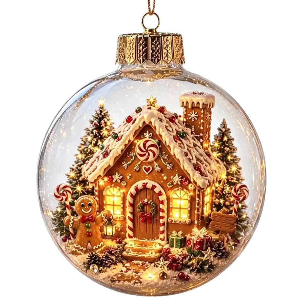 Light-Up Acrylic Christmas Ball Ornament 8 cm – Santa Design