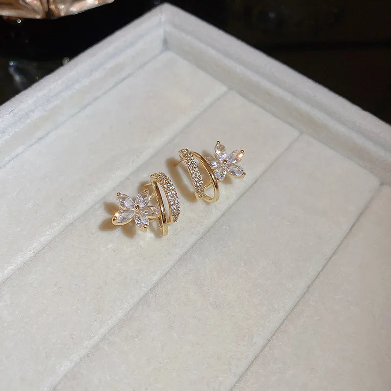 Crystal Flower Stud Earrings for Women