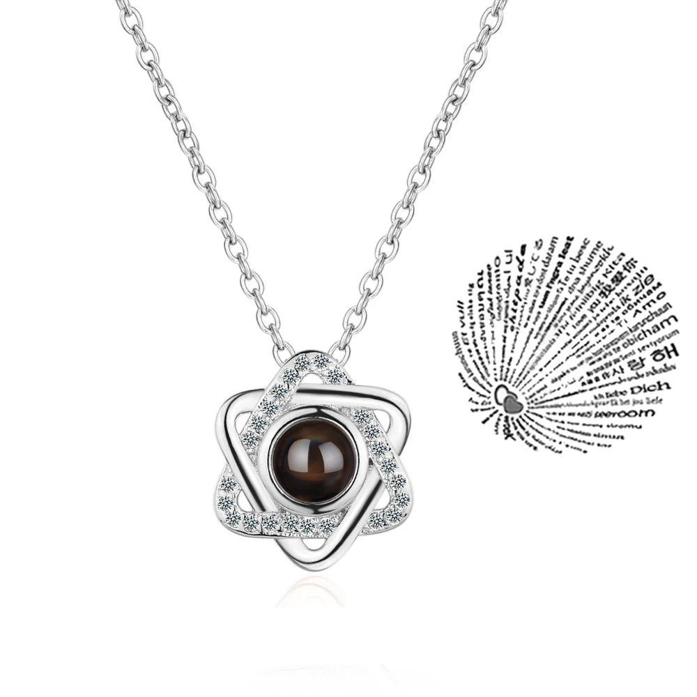 "I Love You" Projection Necklace – 100 Languages Heart Pendant