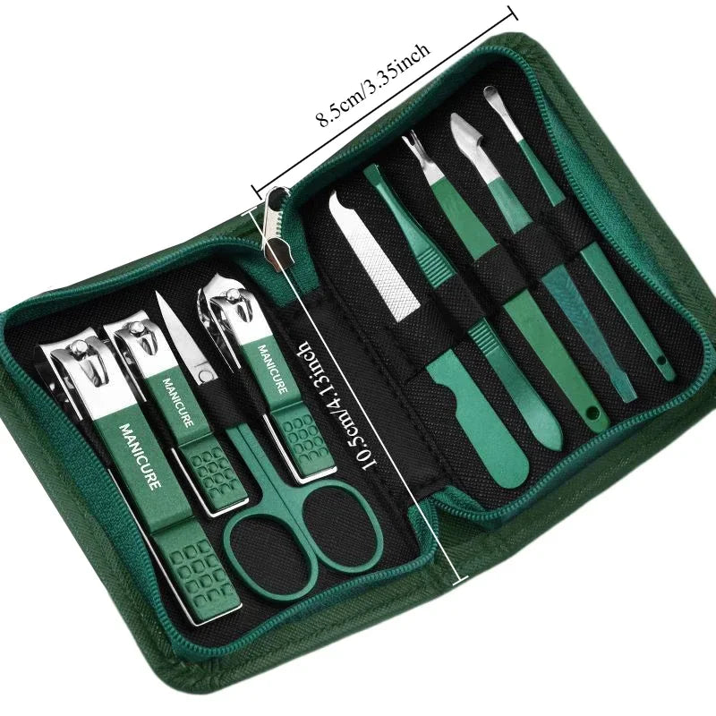 Manicure Set with Leather Case – Stainless Steel Nail Care Kit