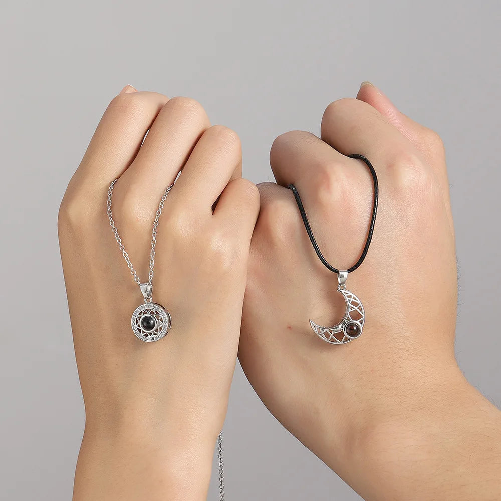 Magnetic Couple Necklaces – "I Love You" Projection Heart Pendants