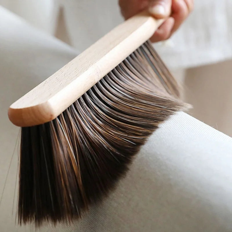 Natural Wood Bristle Brush – Anti-Static Coffee & Desk Brush