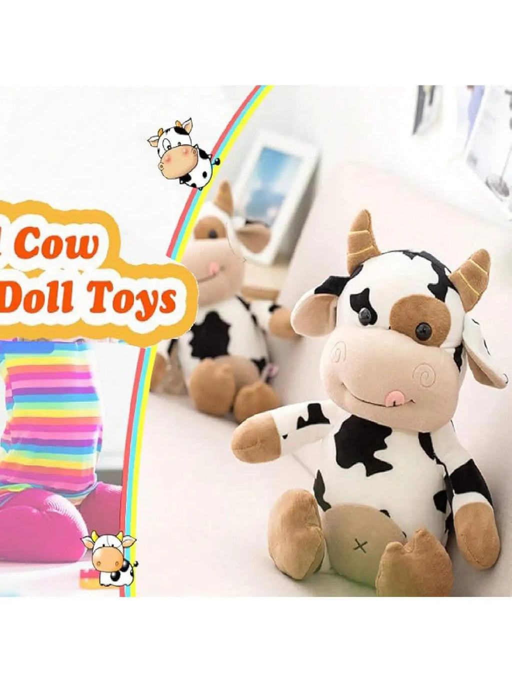 Soft Plush Cow Stuffed Animal 12" – Cute Cuddly Gift