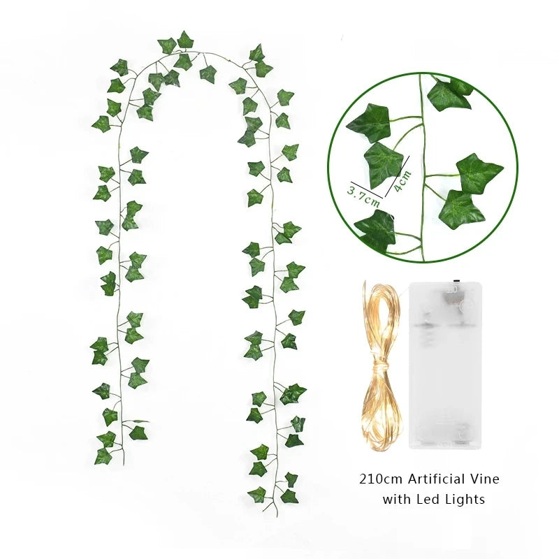Artificial Ivy Leaf Fairy Lights 2 m – Green Vine String Lights