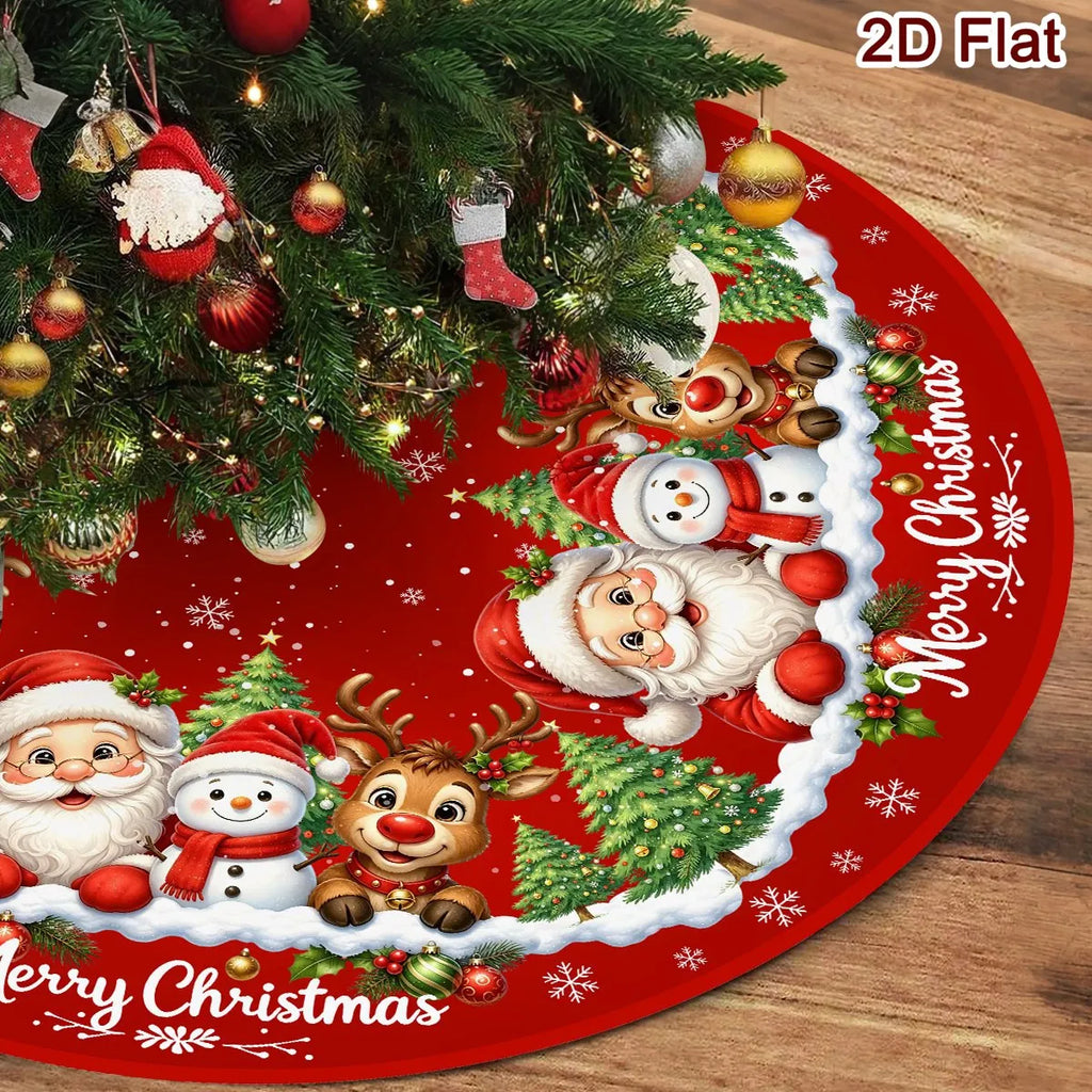 Christmas Tree Skirt 60/90 cm – Santa & Snowman Print