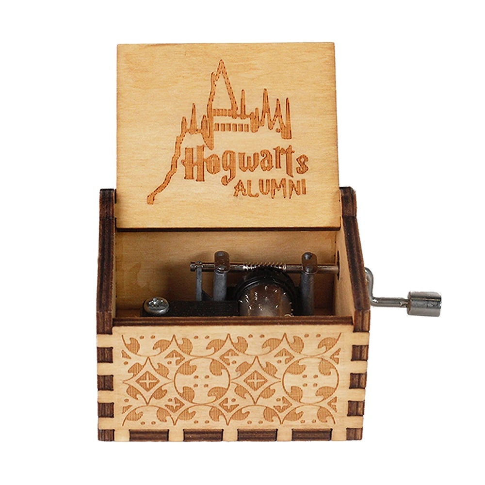 Hand-Crank Wooden Music Box – Carved Vintage Gift