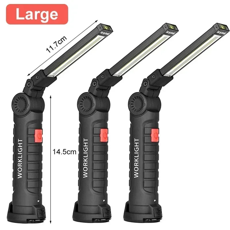 COB LED Work Light & Power Bank – Rechargeable Magnetic Flashlight