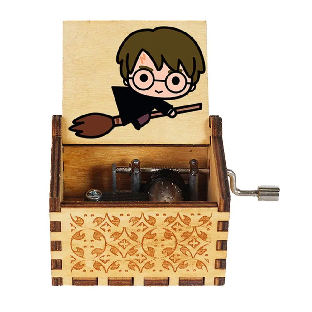 Hand-Crank Wooden Music Box – Carved Vintage Gift