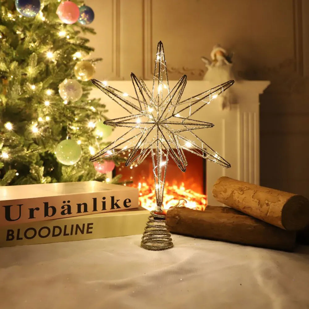 LED Star Christmas Tree Topper with String Lights