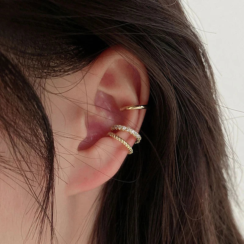 Rhinestone Clip-On Earrings Set (3 Pairs) – No Piercing Needed