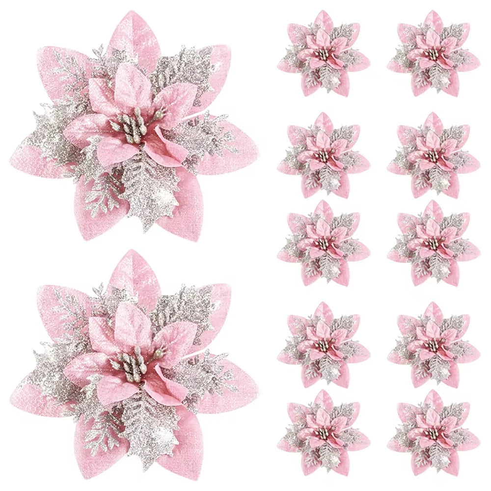 Glitter Christmas Flower Ornaments – Christmas Tree Decorations