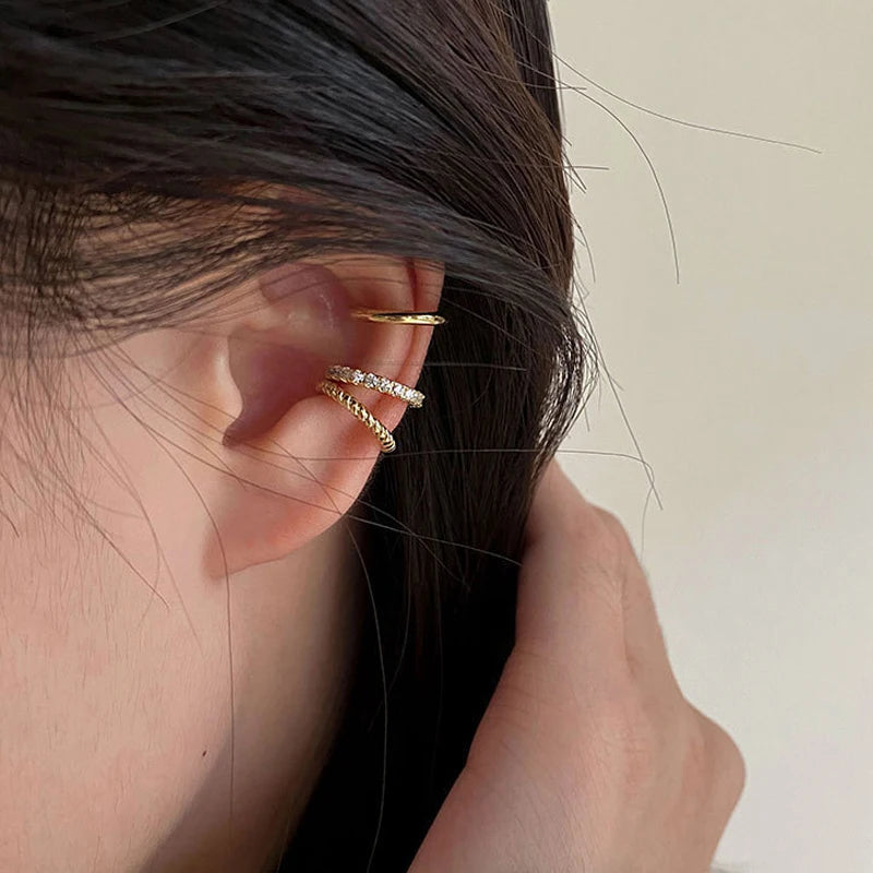 Rhinestone Clip-On Earrings Set (3 Pairs) – No Piercing Needed
