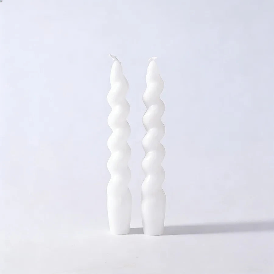 Spiral Taper Scented Candles (2 pcs) – Soy Wax Table Decor