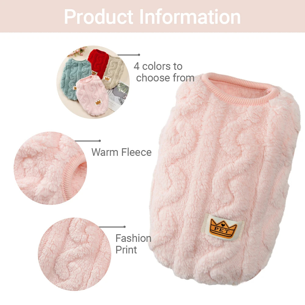 Warm Fleece Cat Sweater – Winter Pet Clothes for Cats & Small Dogs