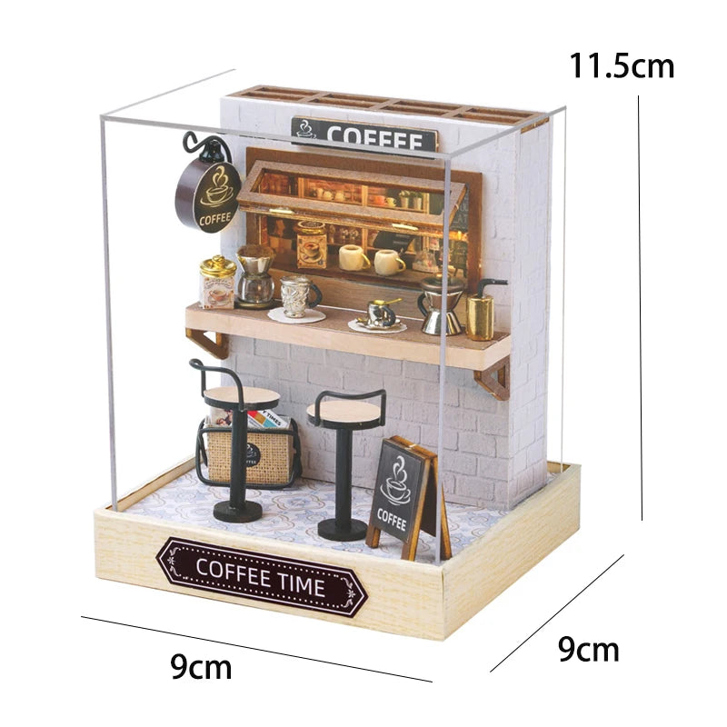 DIY Miniature Wooden Dollhouse Kit with LED Light – 3D Puzzle Gift