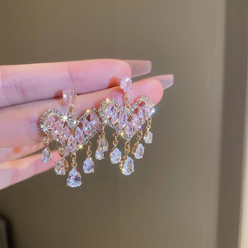 Crystal Flower Stud Earrings for Women