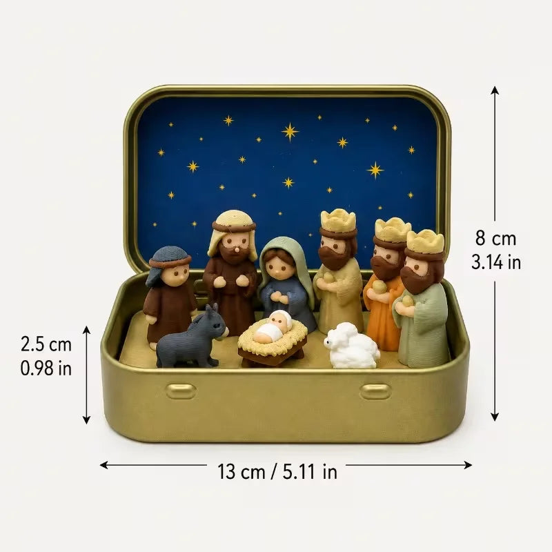 Pocket Nativity Scene in Metal Tin – Christmas Keepsake