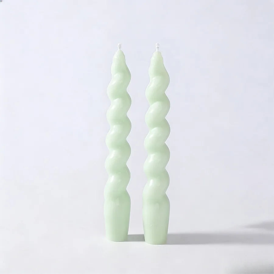 Spiral Taper Scented Candles (2 pcs) – Soy Wax Table Decor