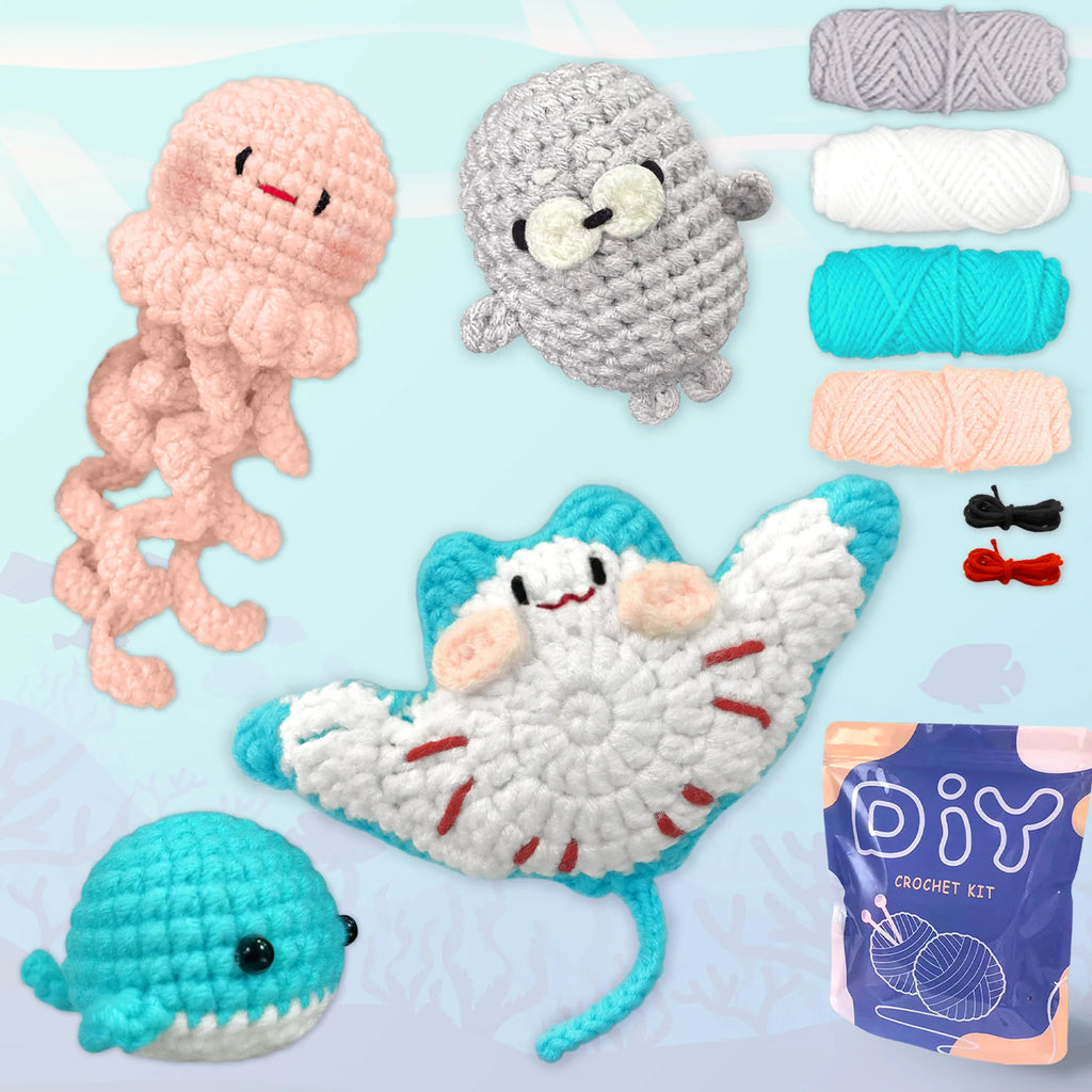 Crochet Kit for Beginners – Animal Amigurumi Starter Set