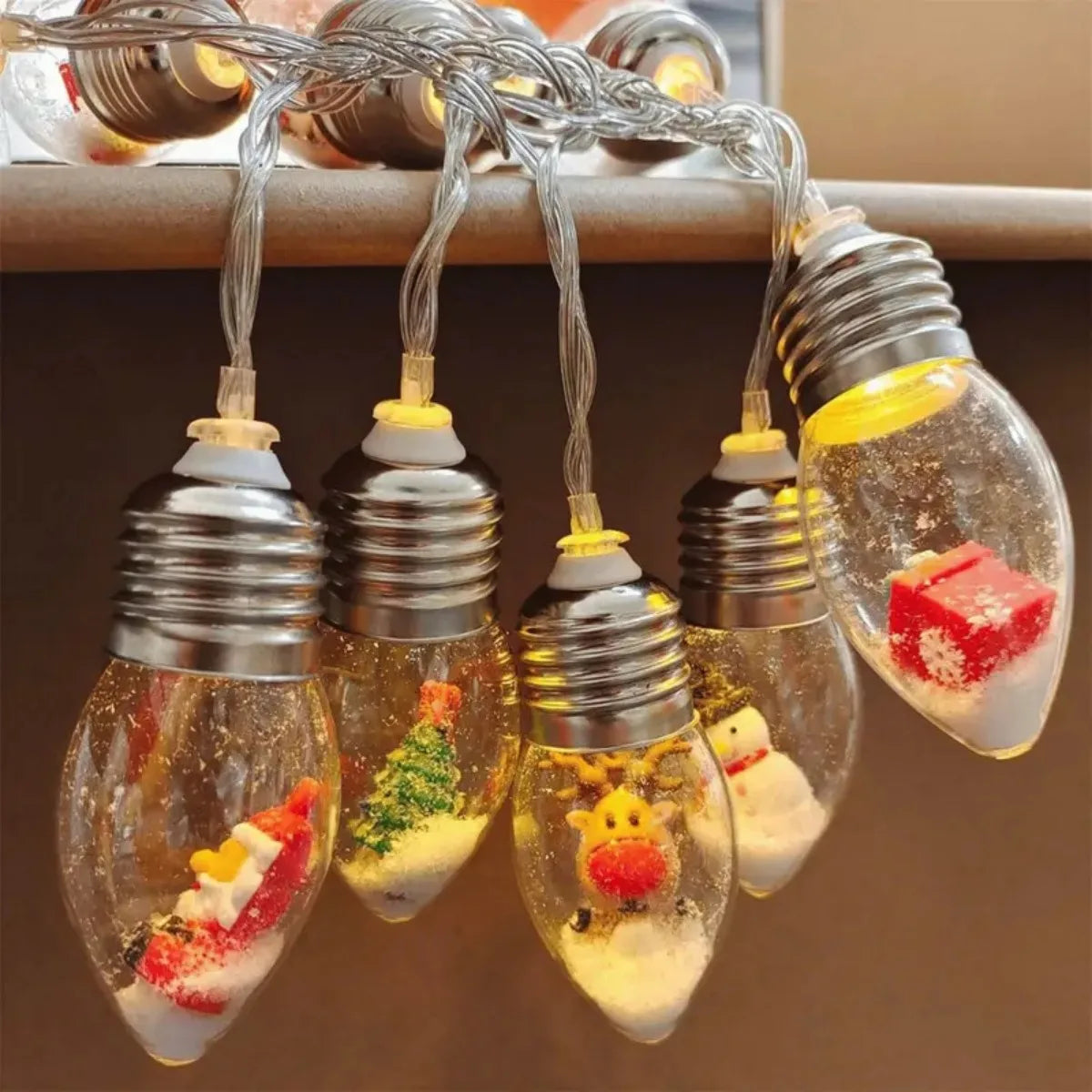 Snow Globe Bulb String Lights – Christmas Tree & Mantel Decor
