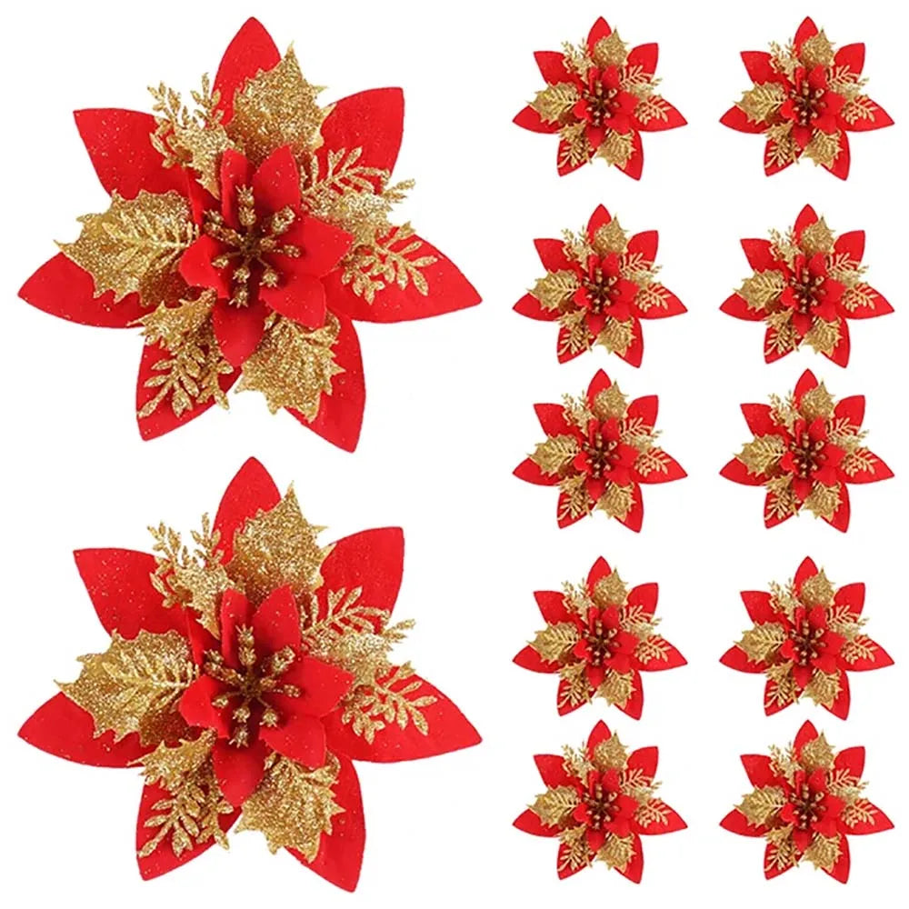 Glitter Christmas Flower Ornaments – Christmas Tree Decorations