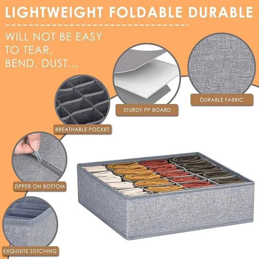 3-in-1 Underwear & Sock Storage Box – Foldable Drawer Organizer