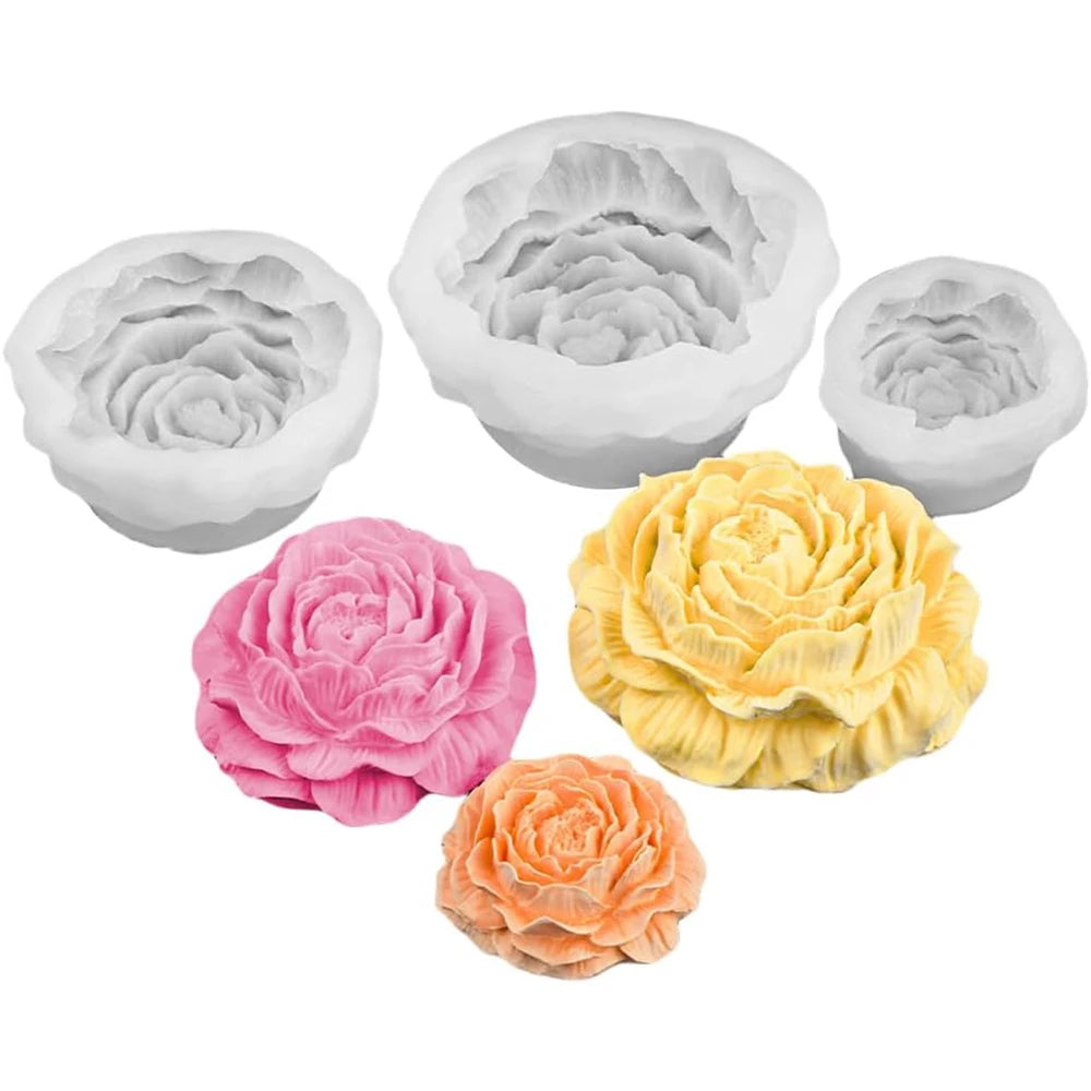 3D Peony Silicone Candle Mold – DIY Flower Candles & Soap