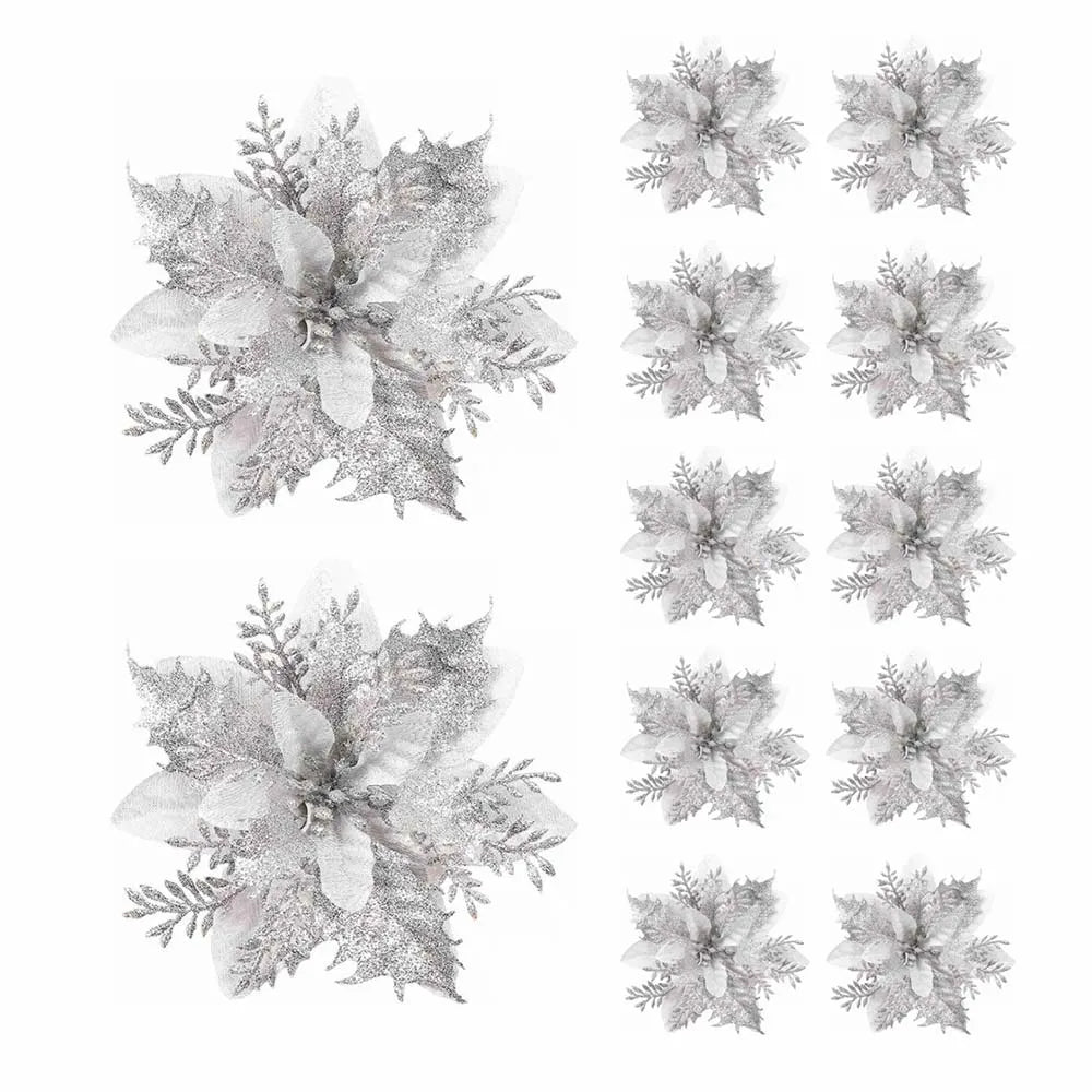 Glitter Christmas Flower Ornaments – Christmas Tree Decorations