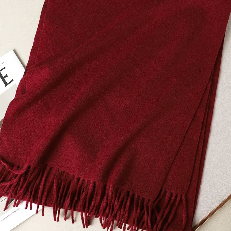 Cashmere-Feel Winter Scarf with Tassels – Warm Pashmina Shawl