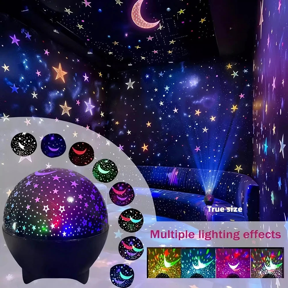 Starry Moon LED Projector Night Light – 7 Color Modes