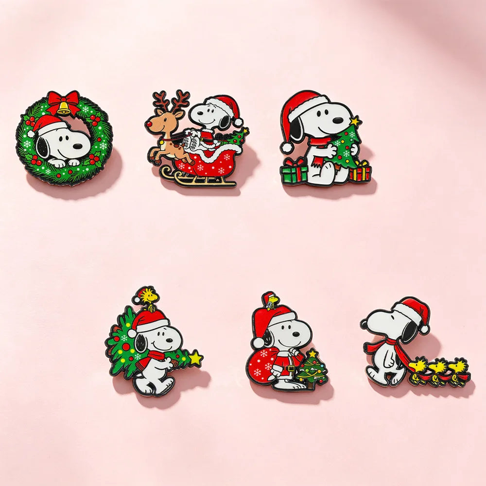Cute Puppy Christmas Enamel Pins (6 pcs)
