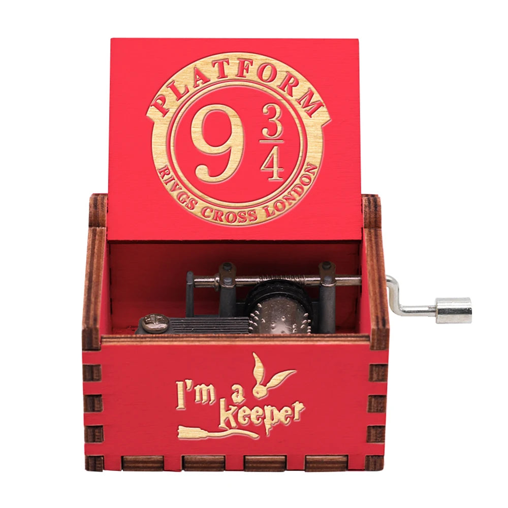 Hand-Crank Wooden Music Box – Carved Vintage Gift