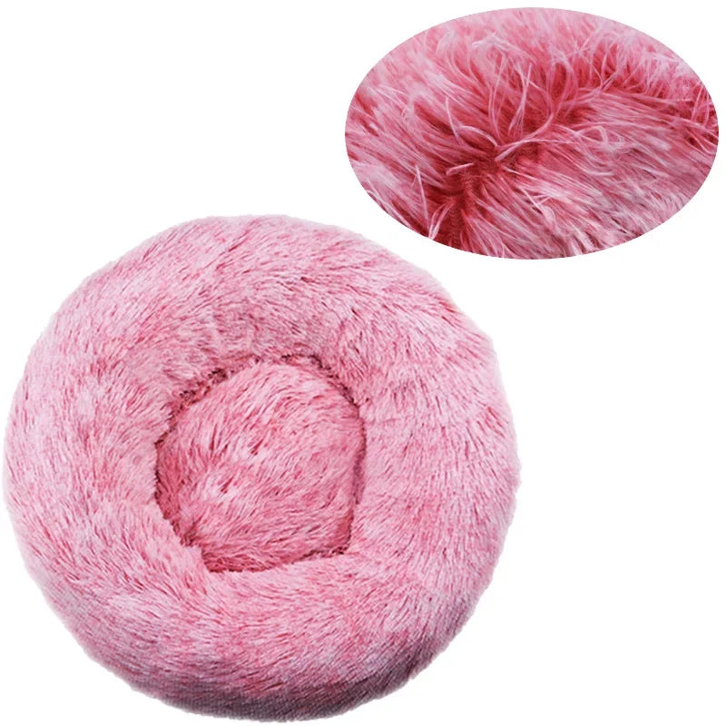 Round Plush Pet Bed 40–90 cm – Soft Warm Bed for Dogs & Cats