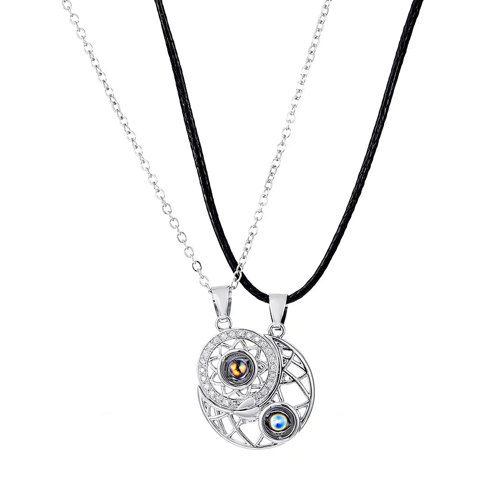 Magnetic Couple Necklaces – "I Love You" Projection Heart Pendants