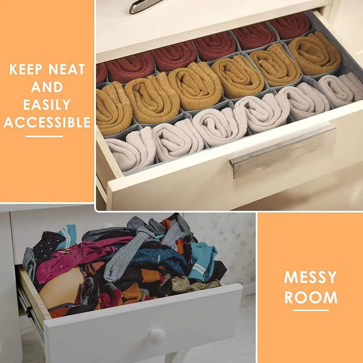 3-in-1 Underwear & Sock Storage Box – Foldable Drawer Organizer