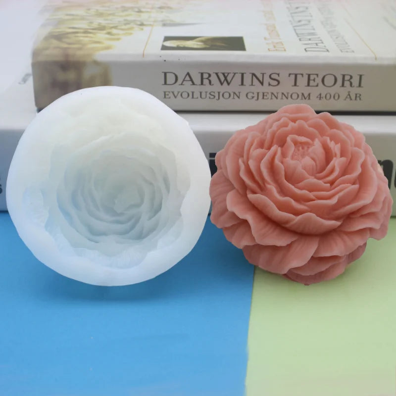 Large Peony & Rose Silicone Candle Mold – DIY Candle & Soap Making
