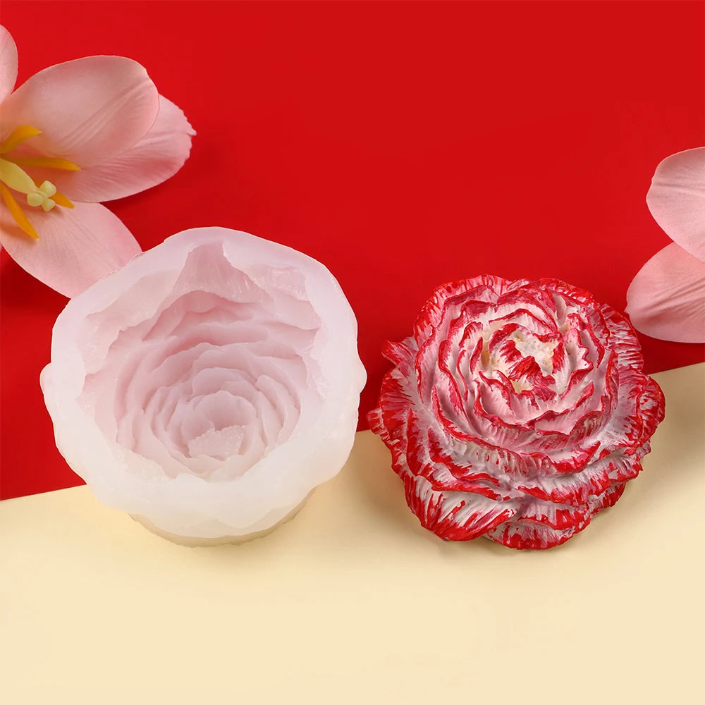 3D Peony Silicone Candle Mold – DIY Flower Candles & Soap