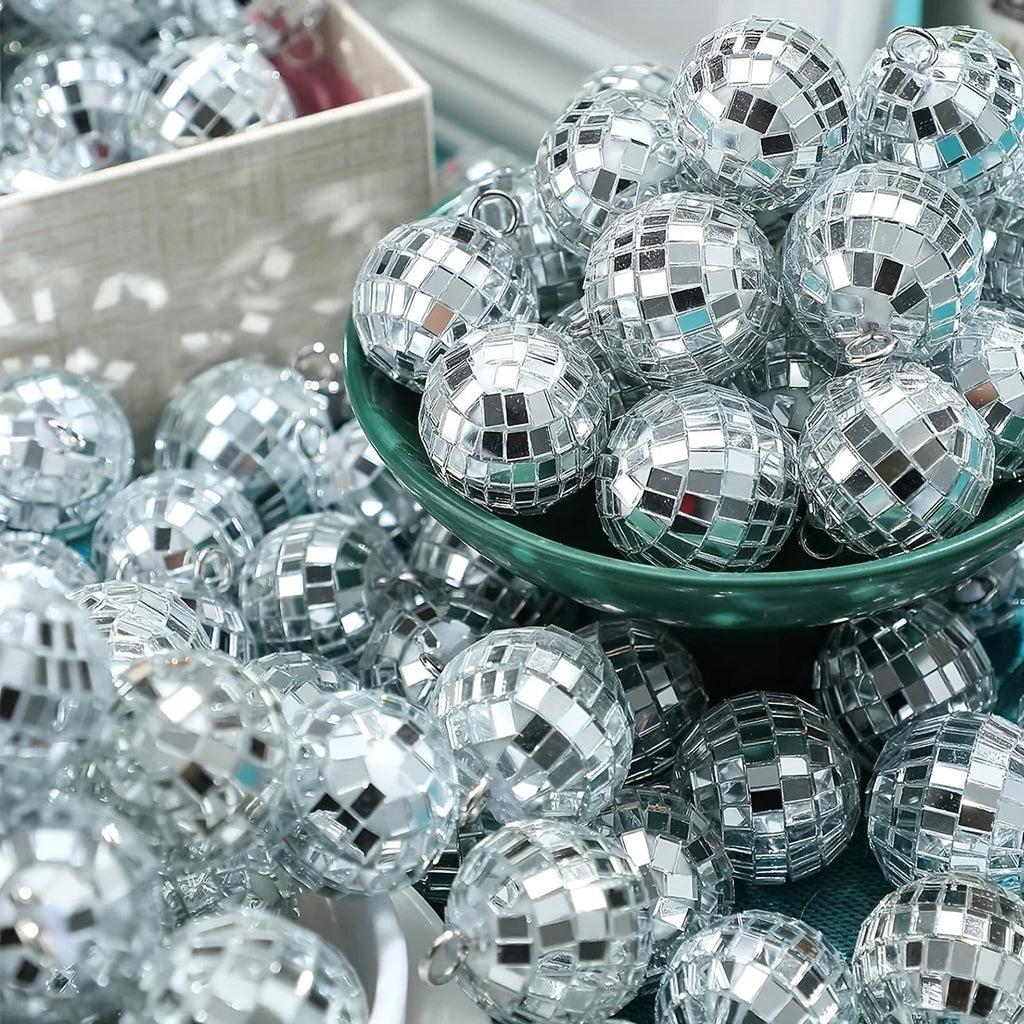 Mini Disco Ball Ornaments – Reflective Silver Christmas Baubles