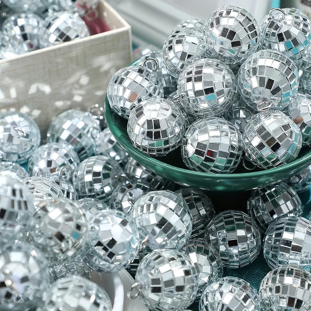 Mini Disco Ball Ornaments – Reflective Silver Christmas Baubles