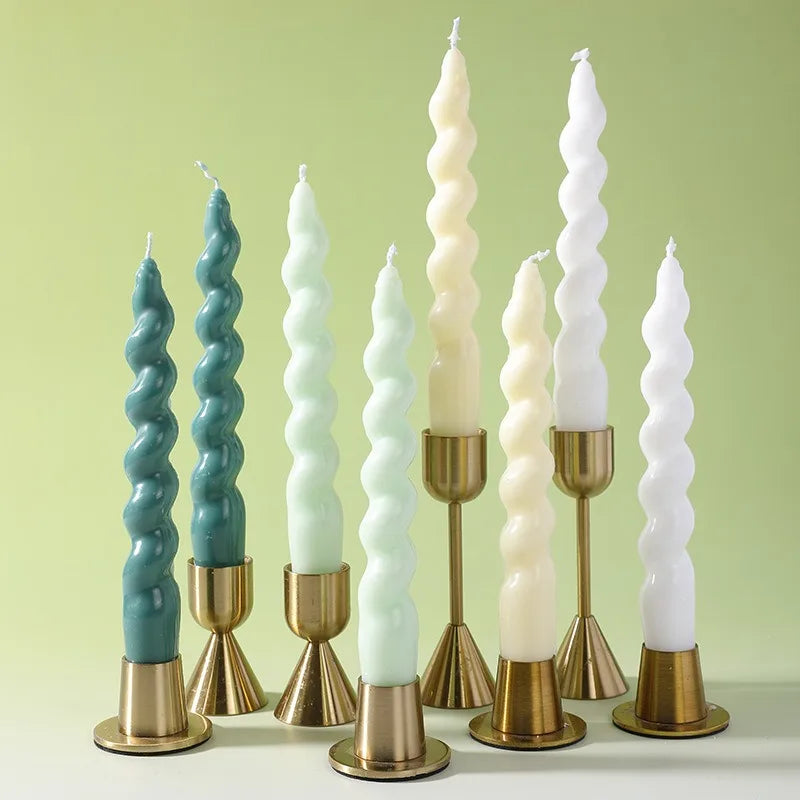 Spiral Taper Scented Candles (2 pcs) – Soy Wax Table Decor