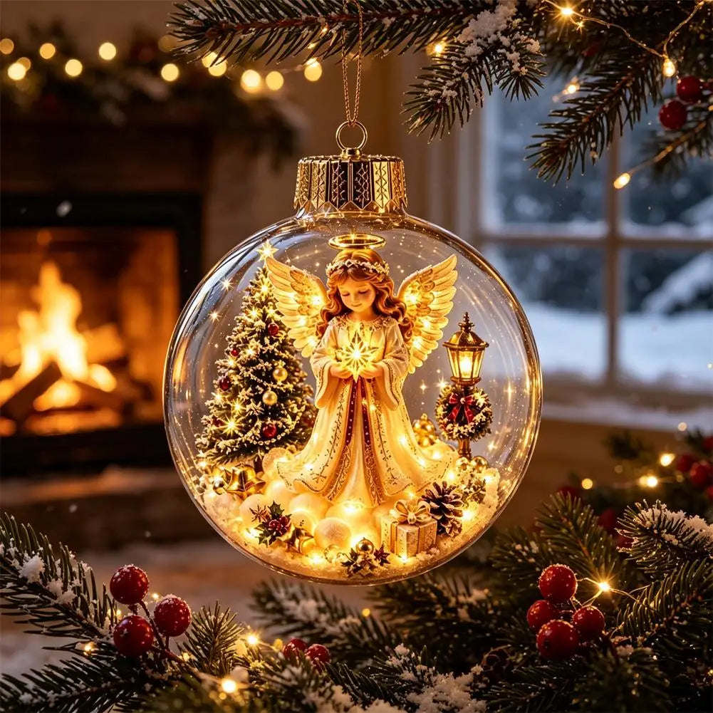 Light-Up Acrylic Christmas Ball Ornament 8 cm – Santa Design